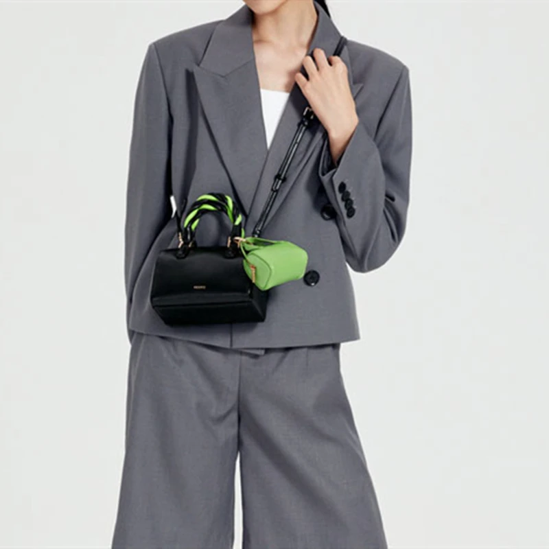 

Genuine Leather Boston Composite Bags for Women 2020 New Popular Top-handle Handbag Ladies Mini Party Purse with Lipstick Pocket