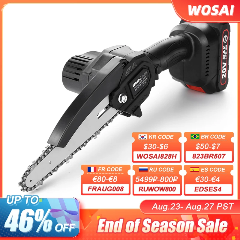 Hot Sale Products! WOSAI 20V MT-Series 6 Inch Brushless chain saw Cordless Mini Handheld Pruning Saw Portable Woodworking Electric Saw Cutting Tool
