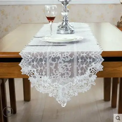 

Embroidered table runner table flag white Lace Simple flag beautiful flower pastoral table flag for table cover