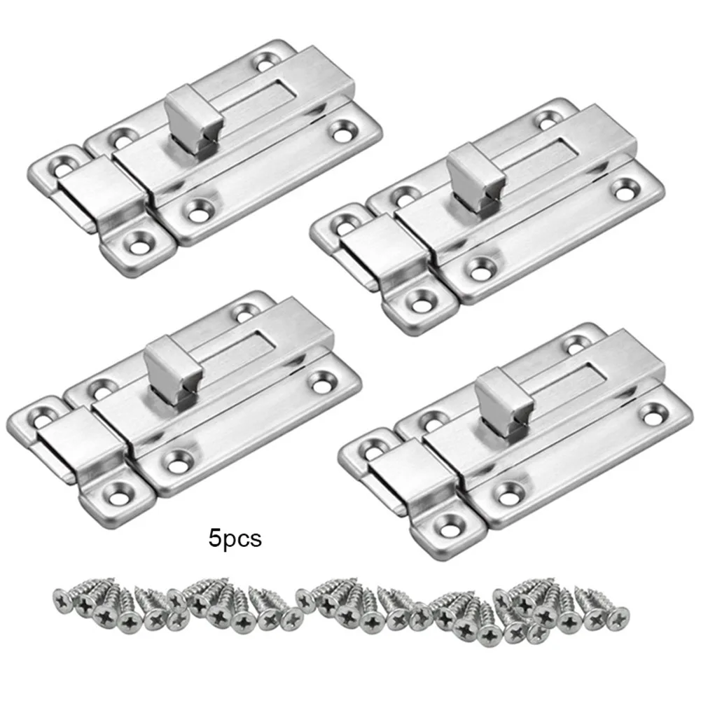 5pcs Дверные болты из нержавеющей стали, защелка, раздвижной дверной замок, скользящие болты для внутренних дверей LB88 - Цвет: 5pcs