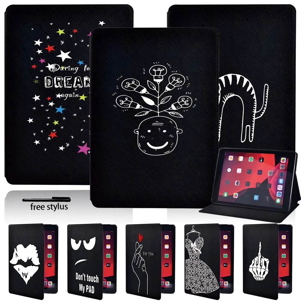 

For Flip Tablet Case Cover for Apple IPad 2 3 4/Mini 1 2 3 4 5/Air1 2 3/Pro Leather Anti-fall Tablet Shockproof Tabelt Case+Pen