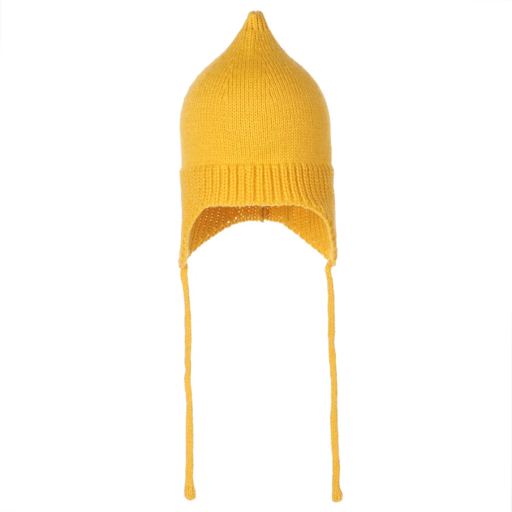 1 pc Cute Baby Toddler Hat Winter Warm Caps Cotton Knitted Newborn Hats Infant Girls Beanies Bonnet Toddler Accessories - Цвет: Yellow