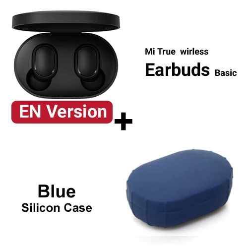 Оригинальные Xiaomi mi наушники Red mi AirDots TWS Bluetooth 5,0, беспроводные стерео наушники с шумоподавлением, наушники mi C, глобальная версия - Цвет: EN add  blue case