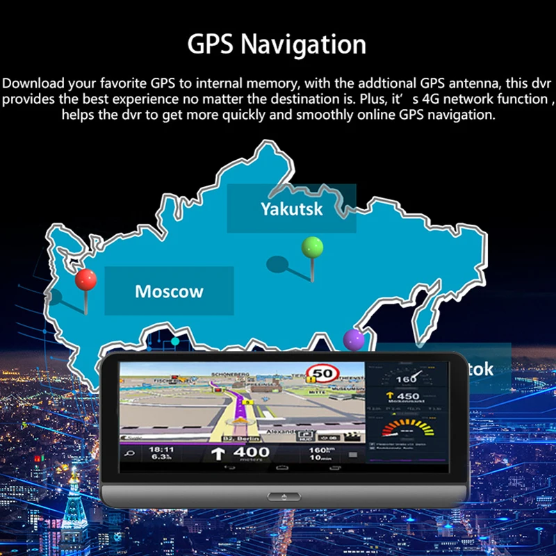 Автомобильный видеорегистратор ANSTAR 4G ADAS 8 дюймов FHD 1080P двойной объектив