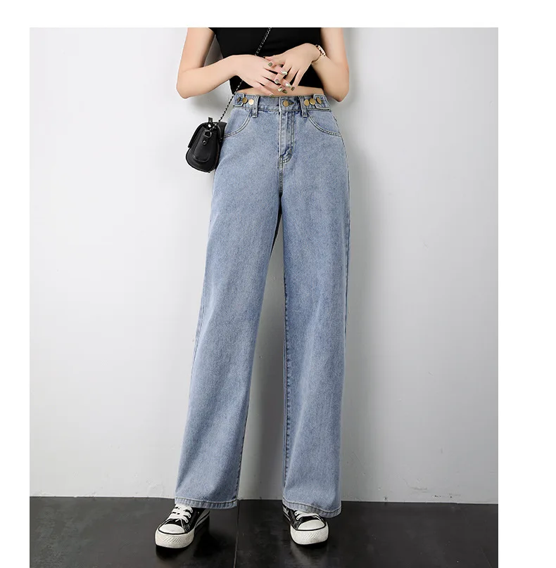 YUEY новые женские ретро джинсы для осени зимы с высокой эластичной талией свободные потертые уличные модные плотные джинсы размера плюс