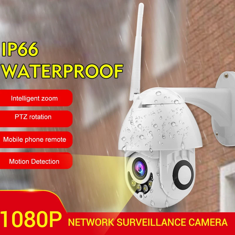 IP66 видеокамера с Wi-Fi Обнаружение движения домашняя съемка PTZ 2.0MP 1080p Full HD ONVIF IOS Android фотография
