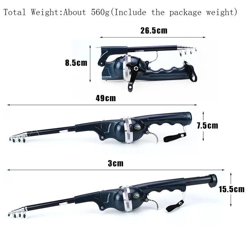 1Set Portable Folding Fishing Rod Telescopic Stainless Steel