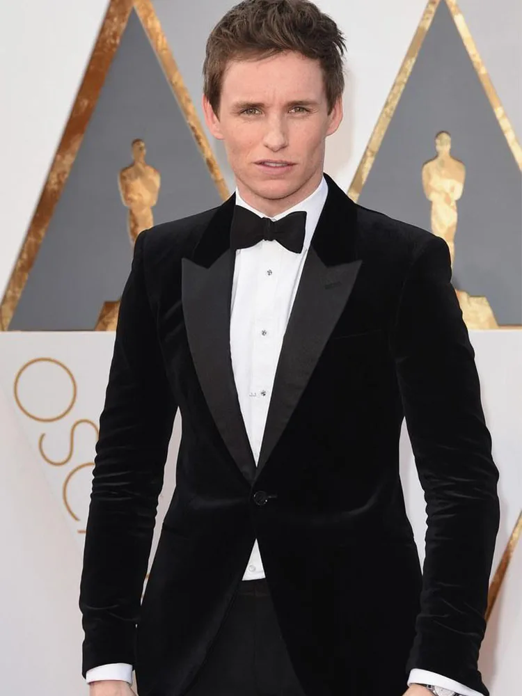 

AntonioRicci Grooms Men Peaked Black Lapel Suits With Pants Black Velve Blazer Slim Fit Custom WInter Wedding Prom Tuxedos