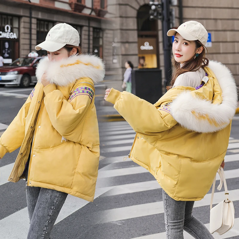 

2019 Down Cotton Student Cotton-padded Puffer Jacket Bread Loose Women's Cold Jacket Winter Parka Women Park Women's Autumn Coat
