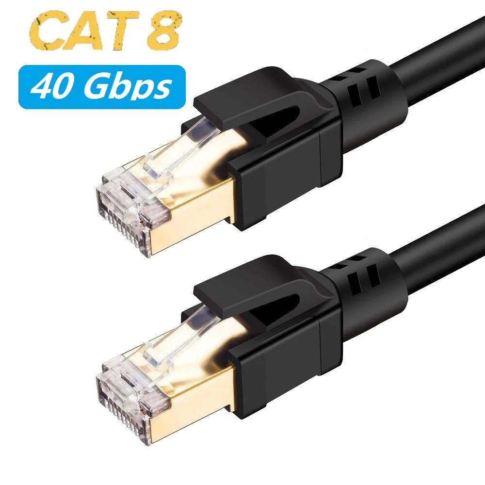 Сетевой Соединительный кабель Cat 8 RJ45 SFTP LAN витая пара проводов поддержка