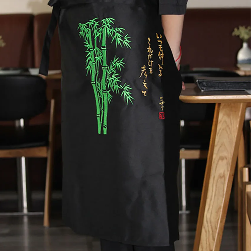 Chef Work&wear Uniform Cooking Baking Aprons Halter Embroidery Plum Blossom Seafood Bib Kitchen Restaurant Anti-oil Apron