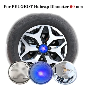 

60MM Blue Light Led Floating Wheel Caps PEU*GEOT Logo Car Wheel Center Emblem Hub Lamp for 207 307 3007 308 3008 406
