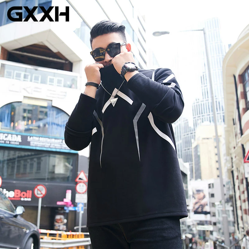 GXXH Осенняя черная футболка большого размера Мужская футболка брендовая футболка большого размера d модная футболка с длинными рукавами одежда плюс размер Топ