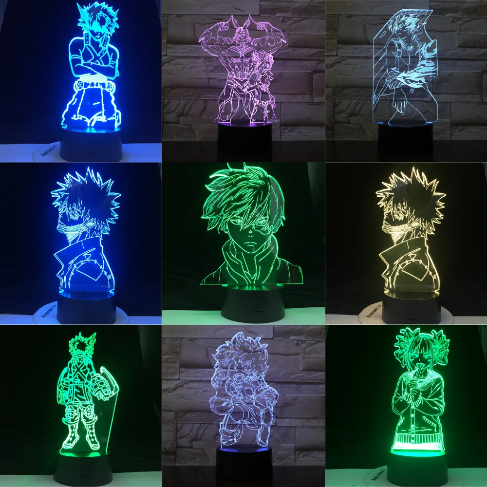 Мой герой Академия Katsuki Bakugo шото Тодороки Dabi TOGA HIMIK KATSUKI BAKUGO ALL MIGHT MIDORIYA IZUKU 3d лампа в