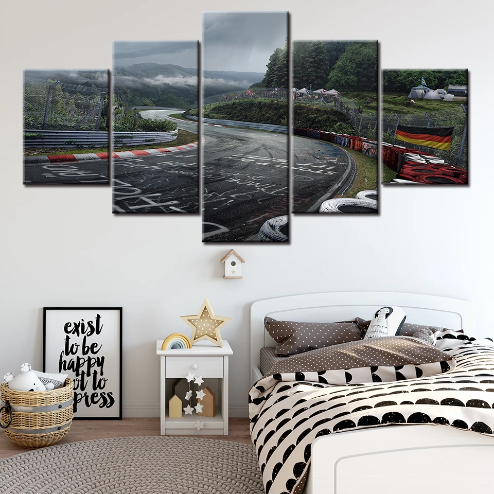 

Canvas Printed Pictures Wall Art Painting 5 Panel Nurburgring Rally Road Home Decoration Module Poster For Living Room NL009