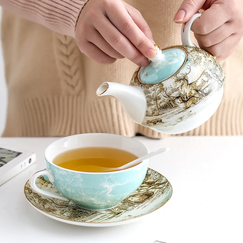 Coffee cup European-style luxury English retro flower tea set