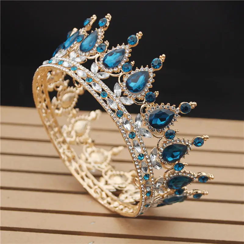 Mix Peacock blue Кристалл Винтаж королевская Королева Король диадемы и короны Мужчины/Женщины Театрализованное диадема на выпускной вечер волосы Орна мужчины ts Свадебные украшения для волос аксессуары - Окраска металла: Mix Peacock blue