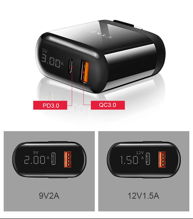 Светодиодный дисплей Quick Charge 4,0 Зарядное устройство USB type C QC 4,0 3,0 зарядное устройство для samsung s10 plus 18 Вт PD 3,0 быстрое зарядное устройство для iPhone 11