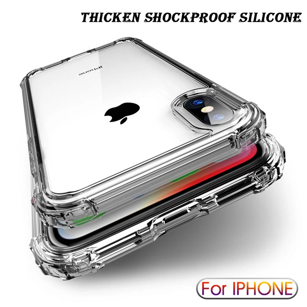 Luxury Shockproof Transparent Silicone Case For iPhone 11 Pro Max XR X XS Soft Phone Shell For iphone 6 7 8 Plus 12 Back Cover Luxury Shockproof Transparent Silicone Case For iPhone 11 Pro Max XR X XS Soft Phone Shell For iphone 6 7 8 Plus 12 Back Cover