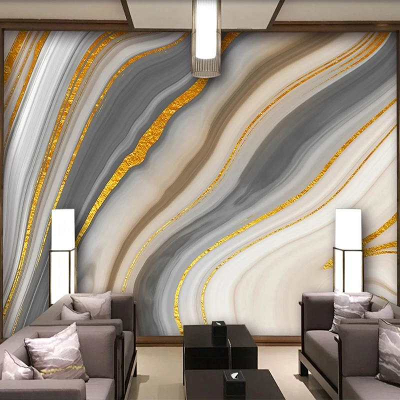 Custom Mural Wallpaper Modern 3D Abstract Marble Wall Painting Living Room TV Sofa Bedroom Art Background Wall Papel De Parede custom 3d photo wallpaper modern simple basketball broken wall poster graffiti art wall painting non woven mural wallpaper roll