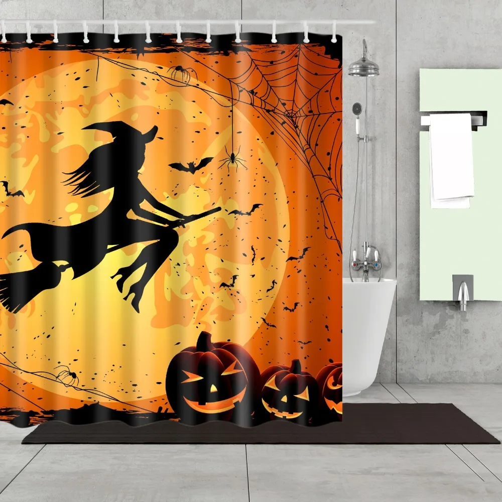 И надписью &quotHappy Halloween&quot с рисунками из мультфильмов волшебников Тыква душ Шторы
