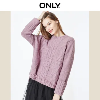 

ONLY Autumn Winter Women's Loose Fit Fringed Roll-up Knit Sweater | 119313539