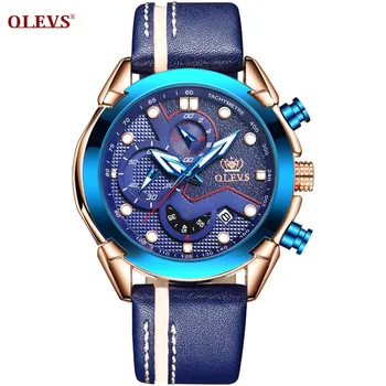 

OLEVS Military Watches Men Big Dial Watches Leather Waterproof Sport Male Watch Fashion Leather Man Watch Relogio Masculino