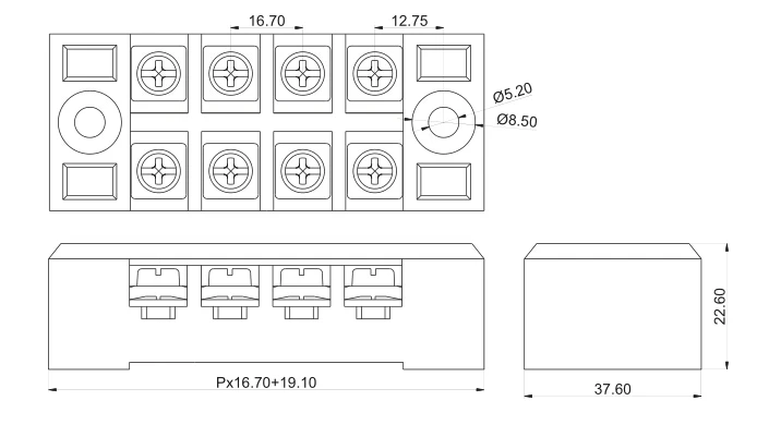 TB45 16,7 2P~ 12P PCB разъем барьер клеммный блок 16,7 мм 4PIN~ 24PIN 45A 300 в Феникс контакт DEGSON