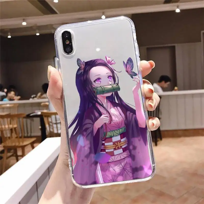 Kamado Nezuko Kimetsu No Yaiba Demon Slayer Phone Case Transparent For iphone se 6 6s 7 8 11 12 13 plus mini x xs xr pro max