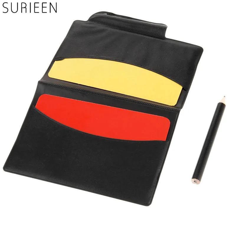 1Pc Soccer Match Referee Supplies Red Card/Yellow Card Referee Game Appliances With Holster+Pen Football Equipment Pencil Wallet