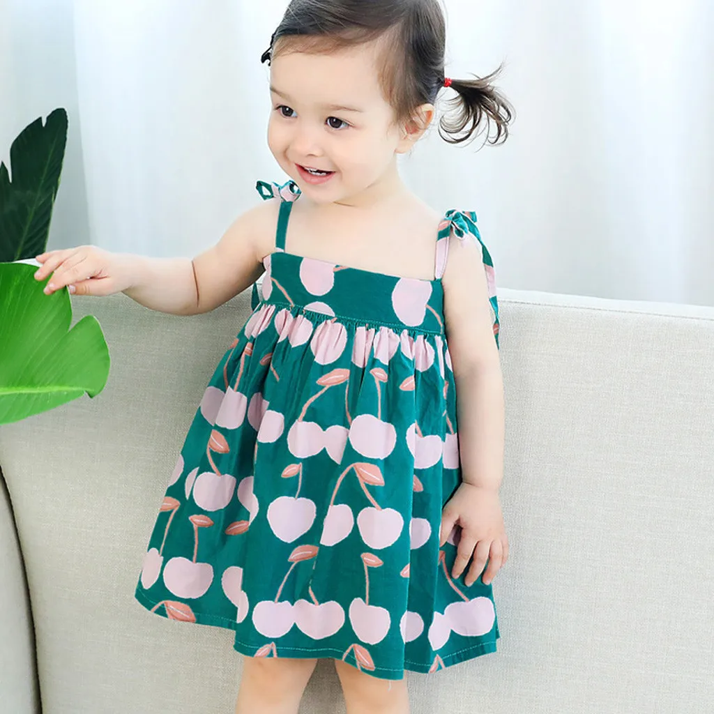 New Summer Girls Dress Lychee print kids dress princess dress Sleeveless Girls Casual Maxi Dresses Fashion Kids