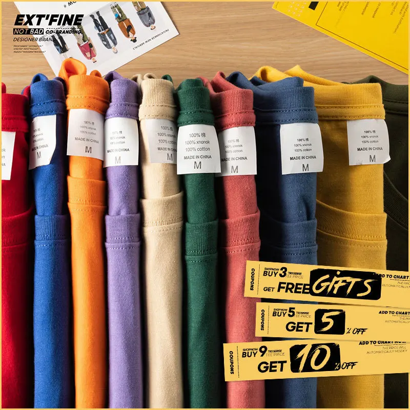 Extfine 100% Combed Cotton Short Sleeve T-shirt Men 2021 Summer Casual Tshirt Women Basic Harajuku Soft T Shirt Tops Tee
