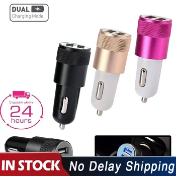 

Universal DC 12-24V 2.1A 2 in 1 USB2.0 Car Charger Socket Lighter USB Power Outlet For Car Plug and Play Gold/Pink/Black