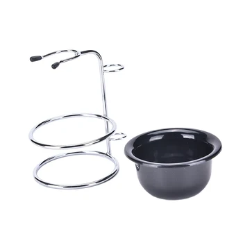 

Stainless Steel Barber Shaving Brush Razor Stand Holder+Shaving Bowl/ Mug Set Men's Gift Health Care