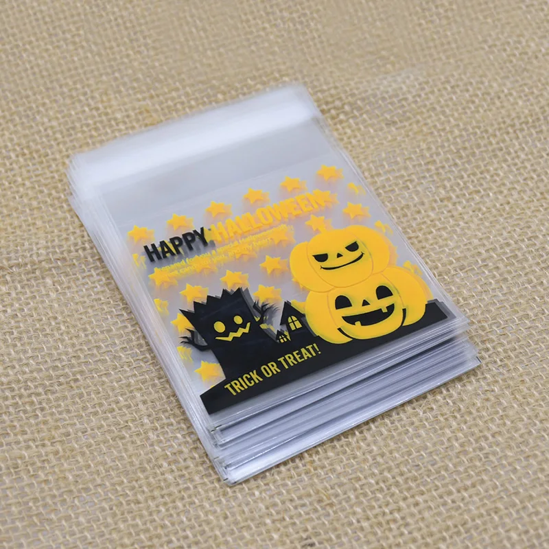 50/100pcs Cute Cartoon Candy Bags Halloween Biscuit Cookie Cake Party Decorating Plastic Bag Favors Birthday Pouch Supplies | Дом и сад
