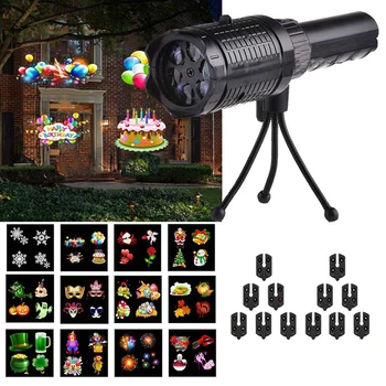 

USB Rechargeable 2 in 1 Projection Handheld Flashlight with 12 Patterns Christmas Halloween Projector Lights for Birthday Party