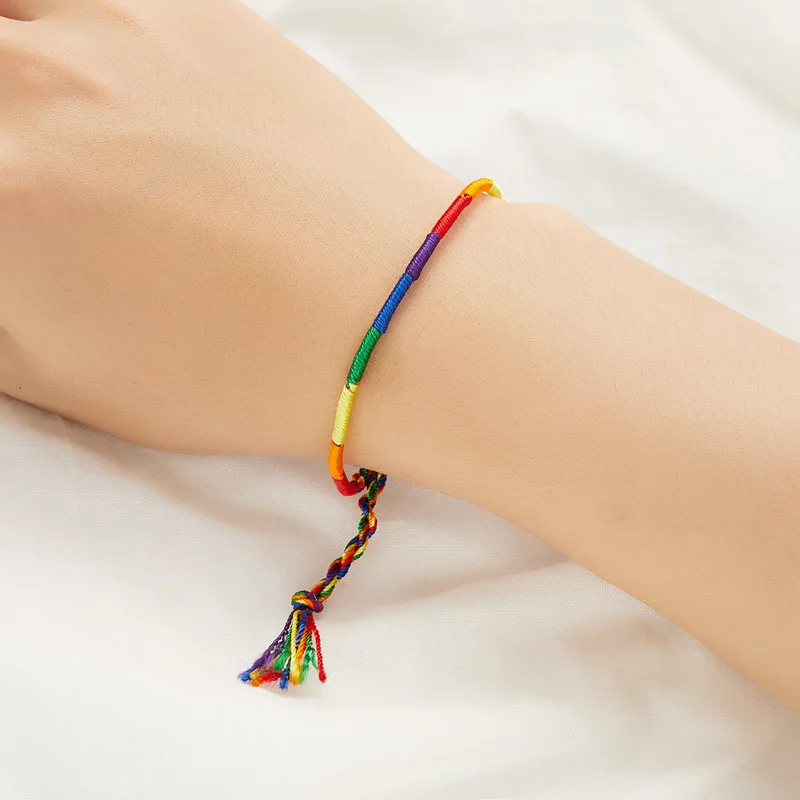 Bracelet Jewelry Charm LGBT Rainbow Rope Bracelets For Couple Pride Gay Women Men Handmade Woven Braided String Friendship Lover Jewelry Gifts