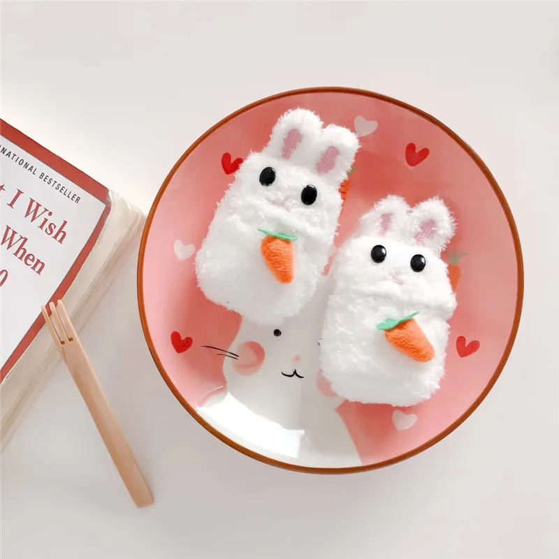 

For AirPod 2 Case 3D Carrot Rabbit Cartoon Soft Plush Wireless Earphone Cases For Apple Airpods Case Cute Cover Funda