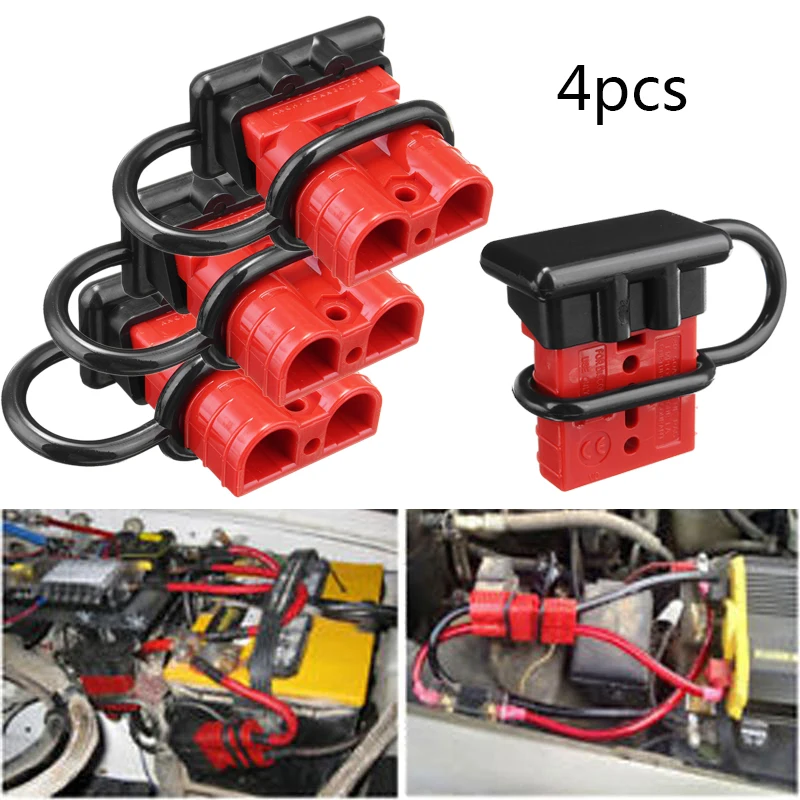 

4PCS/LOT Red Color 600V 50A Battery Trailer Charge Plug Quick Connect Disconnect Tool Winch Electrical Wire Harness Connector
