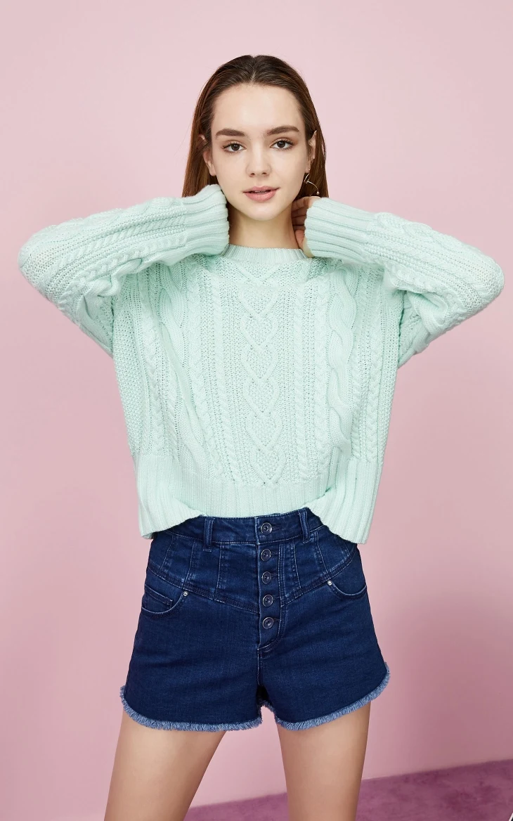 Vero Moda New Women's Loose Fit Round Neck Sheep Wool Jacquard Knit Sweater | 319313560