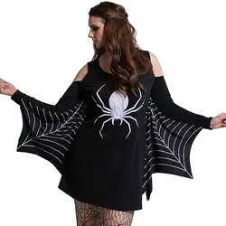 Повседневный свободный черный костюм Человека-паука с длинным рукавом, женское платье, костюмы на Хэллоуин для женщин, костюм