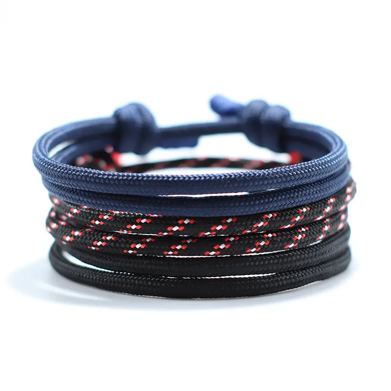 Handmade Paracord Bracelet for Men Adjustable Rock Charm