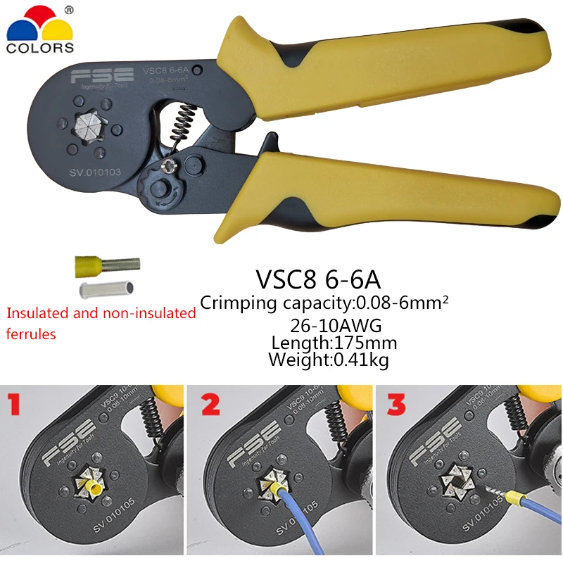 VSC высокое качество обжимные клещи высокой точности Мини Трубка иглы Тип обжимные клещи-регулировочные инструменты для обжима контактов