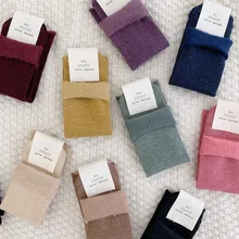 Осенне-зимние теплые и удобные женские носки, носки без пятки с вертикальными зернами средней длины, женские и все виды зимних носков