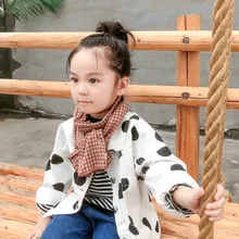 Корейский Повседневное клетчатый, хлопчатобумажный мягкий теплый осень-зима тонкая детская для мальчиков шали для девочек обертывания шарфы аксессуары-бак