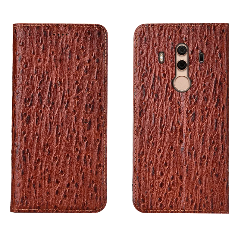 

Ostrich Pattern Genuine Leather Ultra Thin Card Slot Case For Huawei Mate 10 Pro/Huawei Mate 10 Magnetic Case Stand Coque Funda