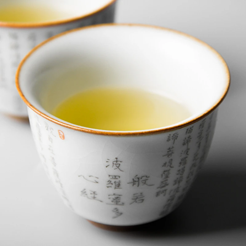 Prajna Paramita Heart Sutra Ceramic Opening Cups Tea Cup Set Teaware Bowl For Tea Ceremony Teacup