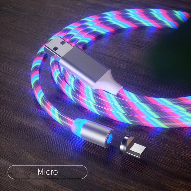Магнитный usb-кабель для быстрой зарядки 360 градусов Магнитная линия передачи данных, автомобильный интерьерный атмосферный светильник, автомобильные аксессуары Автомобильная линия передачи данных - Название цвета: colorful