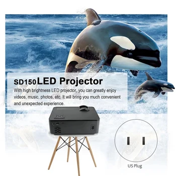 

SD150 LCD Projector LED 1080P Home Theater 2400 Lumens 1000:1 Contrast Ratio with HD VGA USB Port