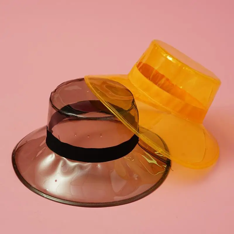 

Hat Women's Summer UV-Protection-Style Topee Korean-style PVC Bucket Hat Casual Versatile Simple Bucket Hat Fashion